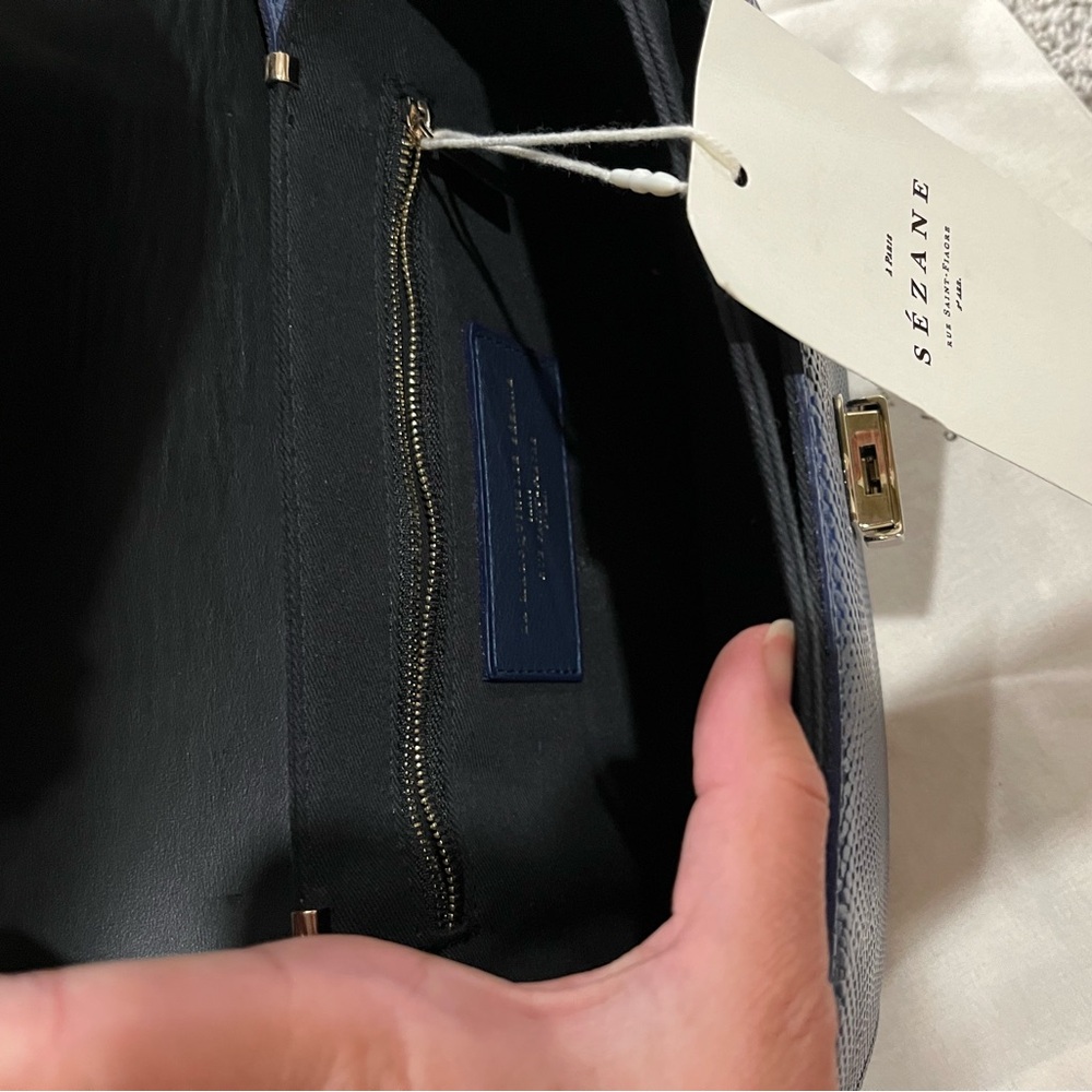 SEZANE Snakeskin Blue Milo Bag - Picture 8 of 8